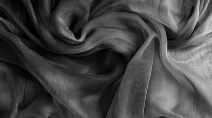 Fototapeta premium Gray fabric texture with elegant mesh pattern suitable for fashion and design applications, showcasing soft drapes and luxurious feel