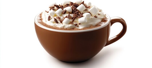 Aromatic Hot Chocolate with Marshmallows and Chocolate Shavings
