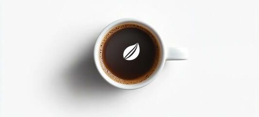 Aromatic Coffee Cup: Morning Brew with a Leaf Design