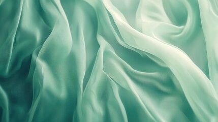 Fototapeta premium Pale green silk fabric texture background for fashion design and web overlays showcasing elegant drapery and soft textile patterns
