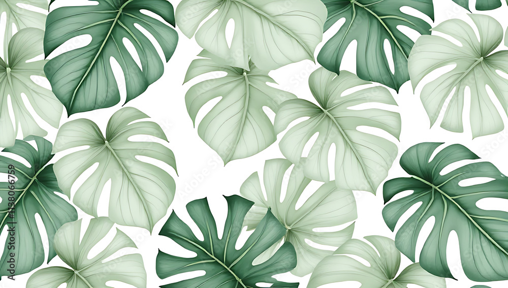 Poster beautiful monstera leaves with white color create a stunning tropical botanical pattern ideal for de