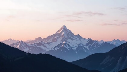 Obraz premium A minimalist mountain range with a gradient sky