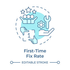 Improve first-time fix rate soft blue concept icon. Benefit of FSM. Field service management system. Round shape line illustration. Abstract idea. Graphic design. Easy to use in article