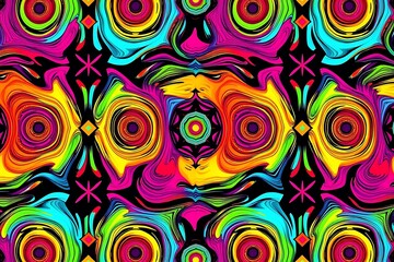 Fototapeta premium Psychedelic Kaleidoscope: A captivating kaleidoscope of vibrant colors and swirling patterns, evoking a sense of movement and energy.