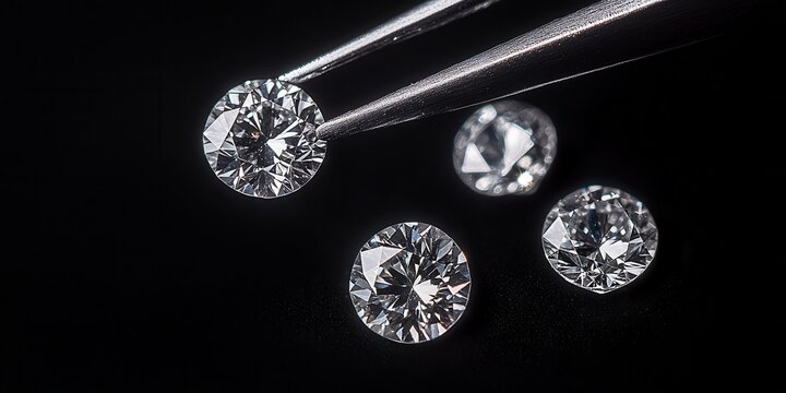 Close-up of sparkling diamonds being examined with precision tools in a jewelry workshop showcasing craftsmanship and quality