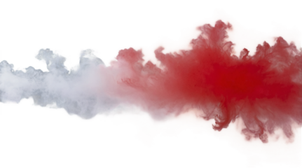 Red and transparent fog disperses gracefully against a clear background, creating a striking visual effect