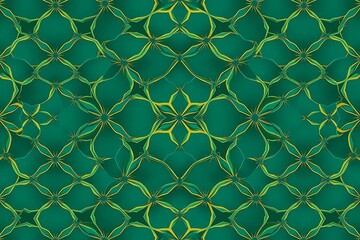 Emerald Green and Gold Kaleidoscope Pattern 