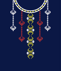 Geometric ethnic neckline pattern, traditional design, decoration, background, damask pattern, textile, fabric, clothing, ornament, embroidery style