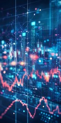 Fototapeta premium Financial growth concept with digital assets, stock charts, and rising trends 