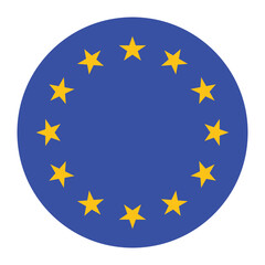  european union flag button icon. stars circle icon set. circle shape european union flag. 12 stars circle set with eu flag. european union flag icon. vector illustration on transparent background