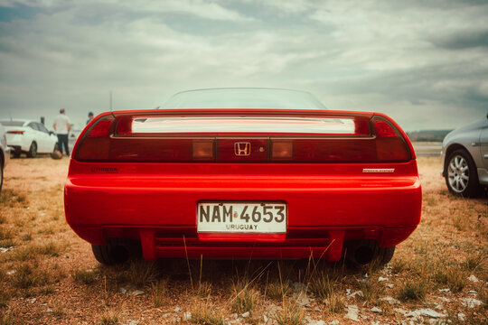 Rear view of a Red Honda/Acura NSX. Montevideo, Uruguay.