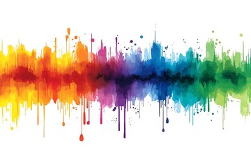 An artistic Valentine's Day postcard featuring a border of colorful brushstroke hearts and abstract splashes in bright colors like red, pink, green, and blue. The dynamic brushstrokes add energy 