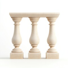 Fototapeta premium Elegant decorative stone balustrade with columns captivating architecture minimalist style serene environment, isolated on white background