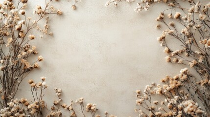 Obraz premium Dried floral background with space for text elegant natural decor for invitations and announcements