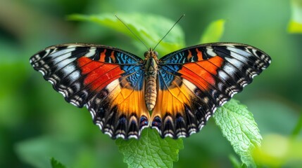 Vibrant Clipper Butterfly on Lush Green Foliage