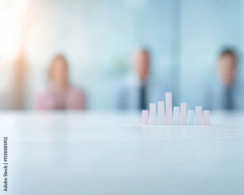 Poster abstract financial analysis with floating graphs on textured table