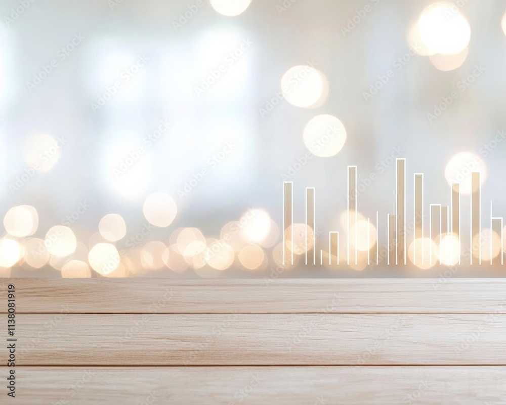 Aufkleber Abstract Financial Graphs and Muted Table with Subtle Bokeh Background