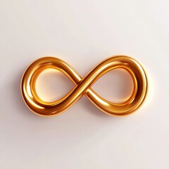 Golden infinity symbol on white background abstract art minimalist design digital art conceptual aesthetics