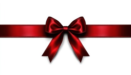 Elegant red ribbon with a shiny bow, perfect for gifts, decorations, and festive occasions.