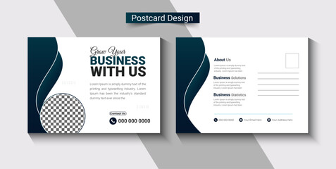Business postcard design template. Incredible and trendy postcard design.
