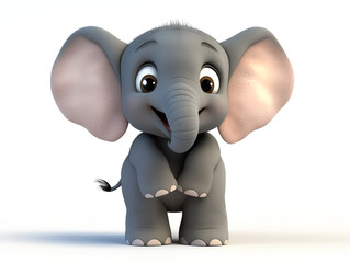 Fototapeta premium very cute elephant stand on white background 