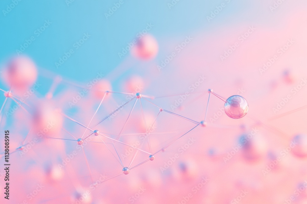 Aufkleber pastel abstract tech network surreal connectivity in soft hues