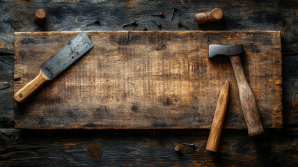 古い木材と工具