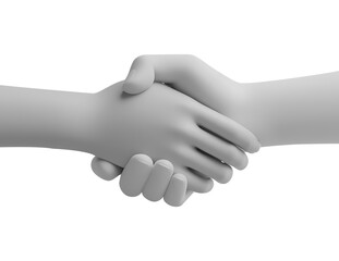 Fototapeta premium A black and white handshake made of cement with no backdrop, transparent