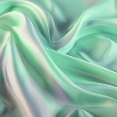 Obraz premium Smooth folds of mint green satin fabric with a soft sheen. Abstract texture for luxury design and textile projects.