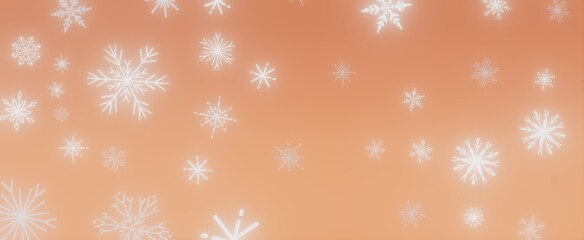 Abstract Snowflakes on Orange Background