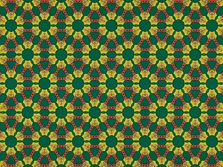 Design an applied Thai geometric pattern, a contemporary Thai floral and geometric design with a neat, orderly repeating pattern. The design should have a beautiful and elegant style with a green back