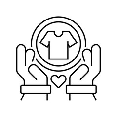 Clothing Donation Line Icon. linear style sign for mobile concept and web design. Outline vector icon.