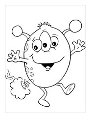Farting Monster Coloring Page Vector Illustration Art