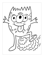Farting Monster Coloring Page Vector Illustration Art