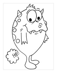 Farting Monster Coloring Page Vector Illustration Art