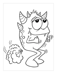 Selbstklebende Fototapeten Farting Monster Coloring Page Vector Illustration Art © Blue Foliage