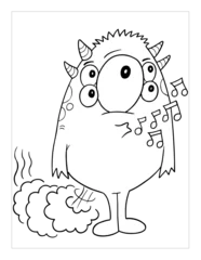 Selbstklebende Fototapeten Farting Monster Coloring Page Vector Illustration Art © Blue Foliage