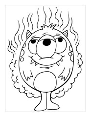 Farting Monster Coloring Page Vector Illustration Art