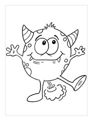 Farting Monster Coloring Page Vector Illustration Art