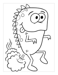 Farting Monster Coloring Page Vector Illustration Art