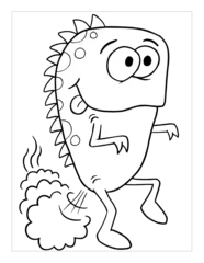 Selbstklebende Fototapeten Farting Monster Coloring Page Vector Illustration Art © Blue Foliage