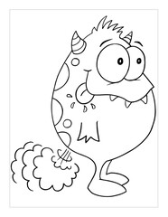 Farting Monster Coloring Page Vector Illustration Art