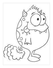 Selbstklebende Fototapeten Farting Monster Coloring Page Vector Illustration Art © Blue Foliage