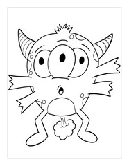 Farting Monster Coloring Page Vector Illustration Art