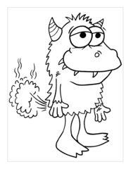 Selbstklebende Fototapeten Farting Monster Coloring Page Vector Illustration Art © Blue Foliage