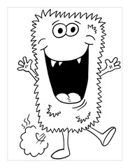 Farting Monster Coloring Page Vector Illustration Art