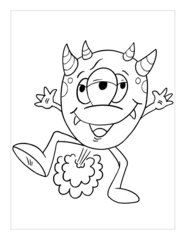 Selbstklebende Fototapeten Farting Monster Coloring Page Vector Illustration Art © Blue Foliage