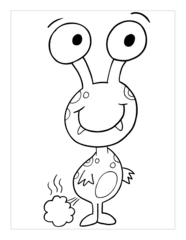 Selbstklebende Fototapeten Farting Monster Coloring Page Vector Illustration Art © Blue Foliage