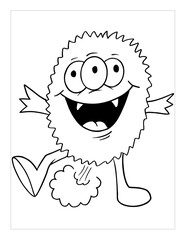 Farting Monster Coloring Page Vector Illustration Art