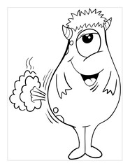 Farting Monster Coloring Page Vector Illustration Art